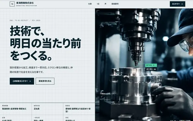 製造業の採用サイトに使用した制作イメージ