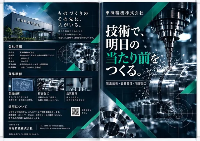 製造業の採用パンフレットに使用した制作イメージ